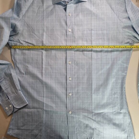 Porro & Porro Custom Tailor Blue Checkered Dress Shirt – 100% Cotton – Tailored - Picture 4 of 8